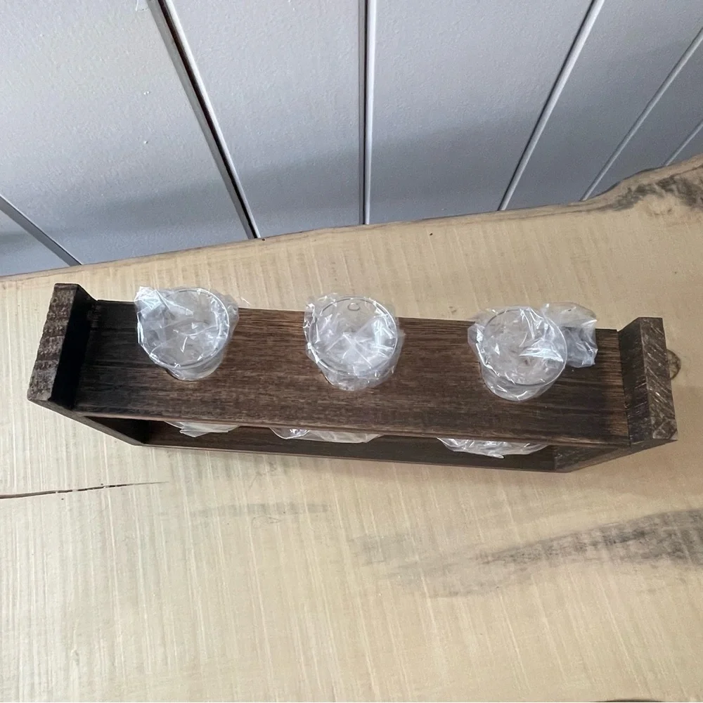 $10 SALE Floating Glass Vase Wooden Frame Home Decor Floral Accent Farmhouse